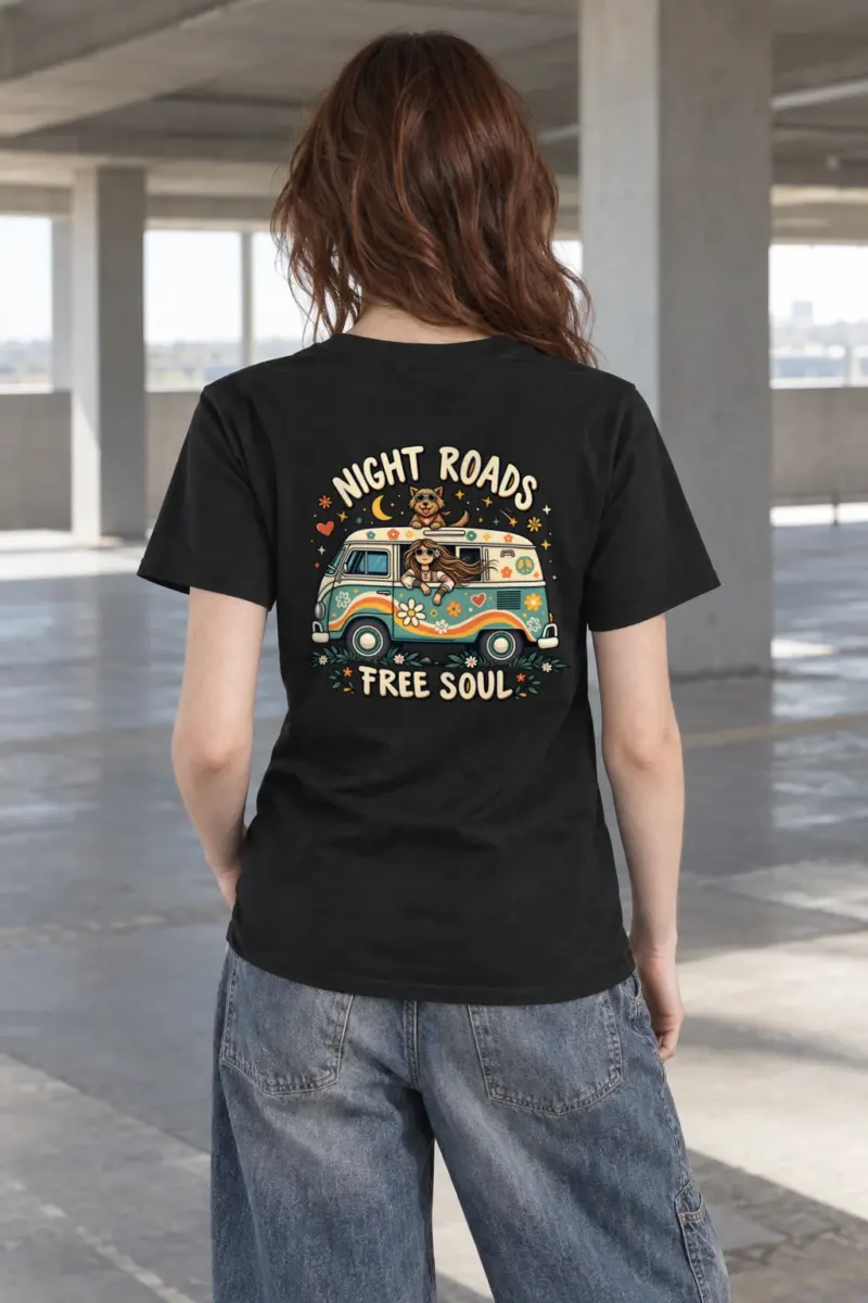 "Night Roads Free Soul" Heavyweight Unisex Crewneck T-shirt