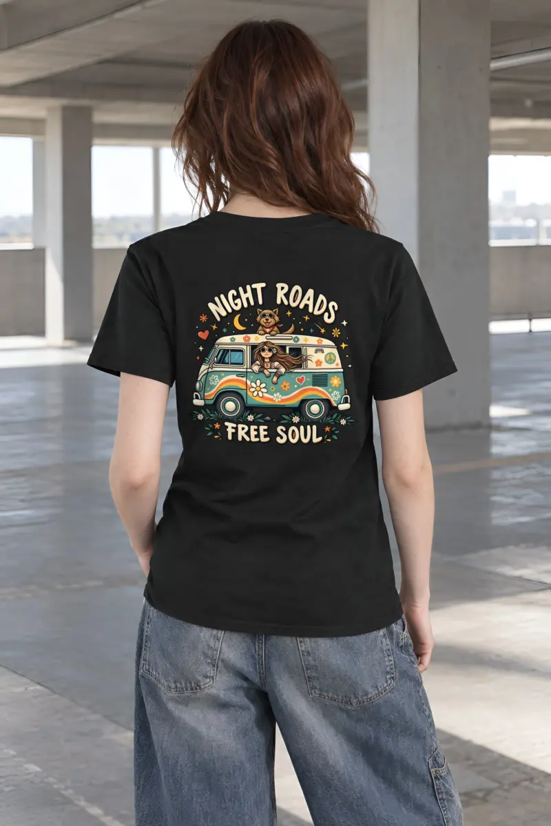 "Night Roads Free Soul" Heavyweight Unisex Crewneck T-shirt