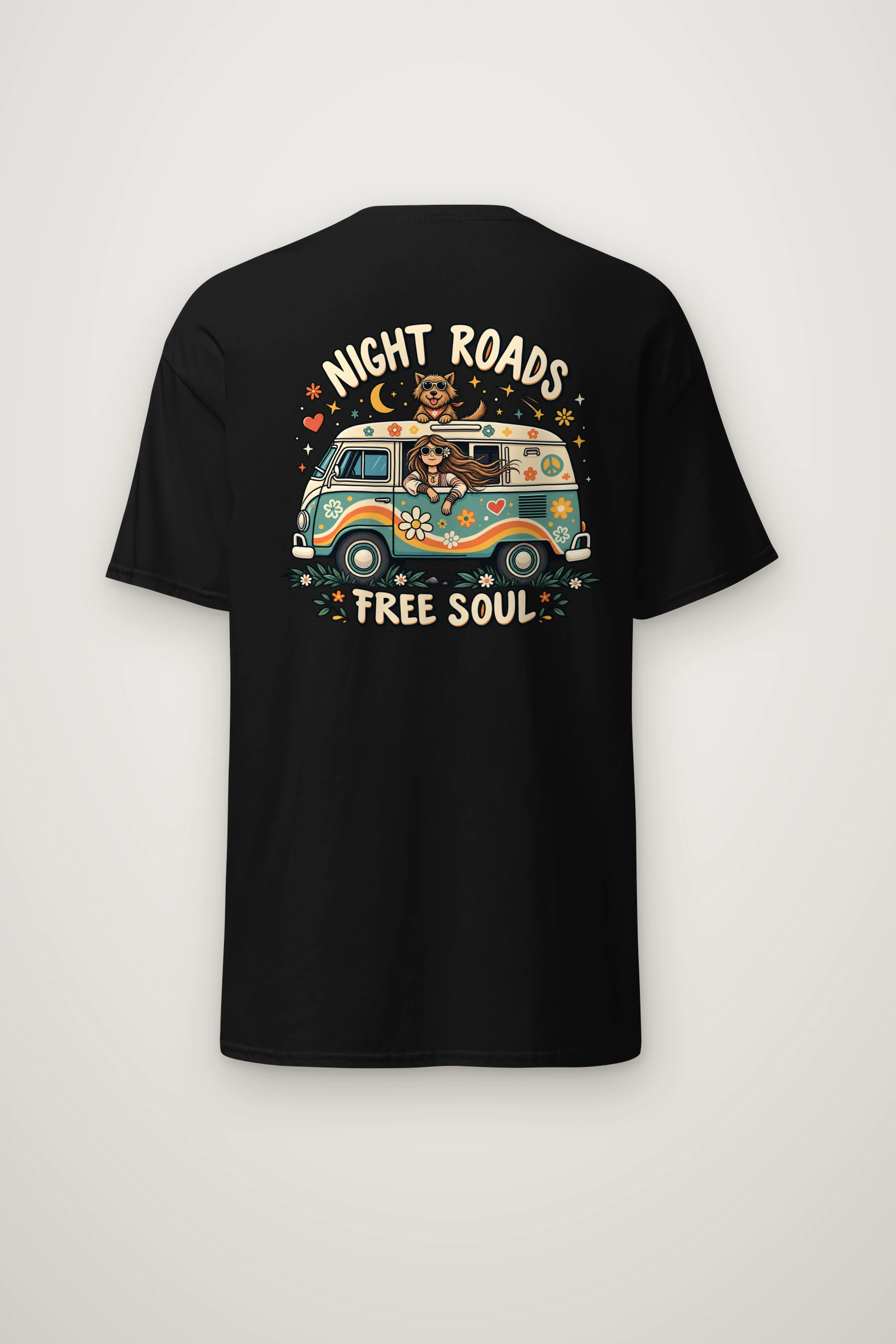 "Night Roads Free Soul" Heavyweight Unisex Crewneck T-shirt