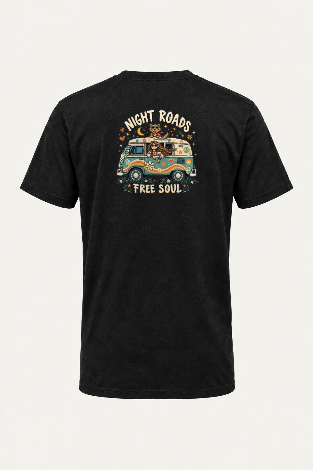"Night Roads Free Soul" Heavyweight Unisex Crewneck T-shirt | Gildan 5000