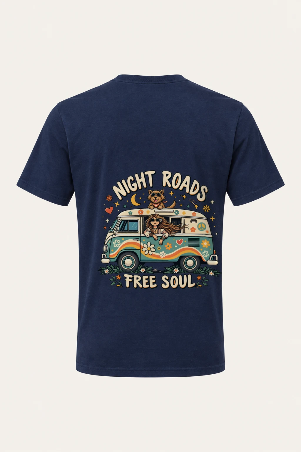 "Night Roads Free Soul" Heavyweight Unisex Crewneck T-shirt | Gildan 5000