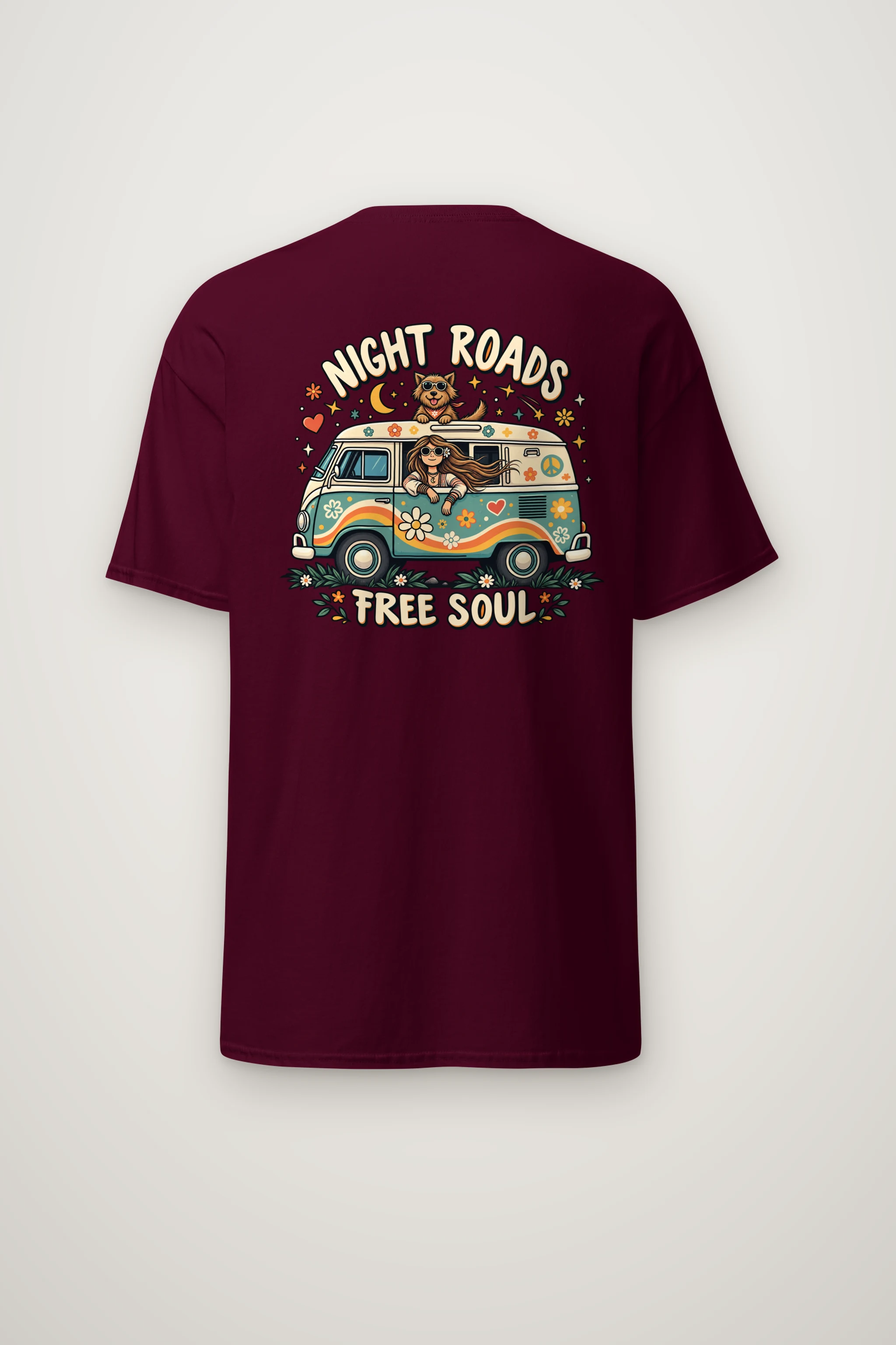 "Night Roads Free Soul" Heavyweight Unisex Crewneck T-shirt