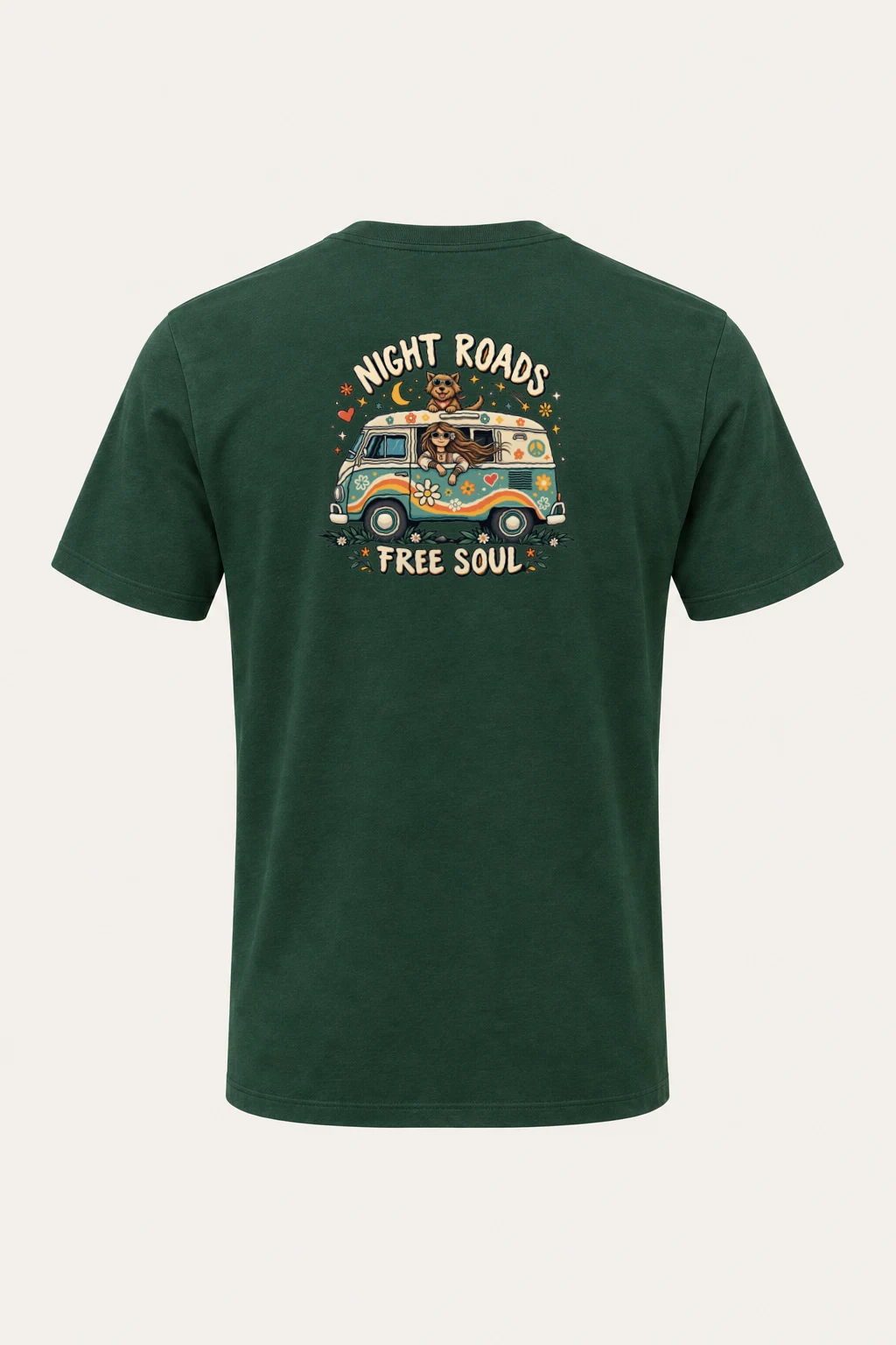 "Night Roads Free Soul" Heavyweight Unisex Crewneck T-shirt | Gildan 5000