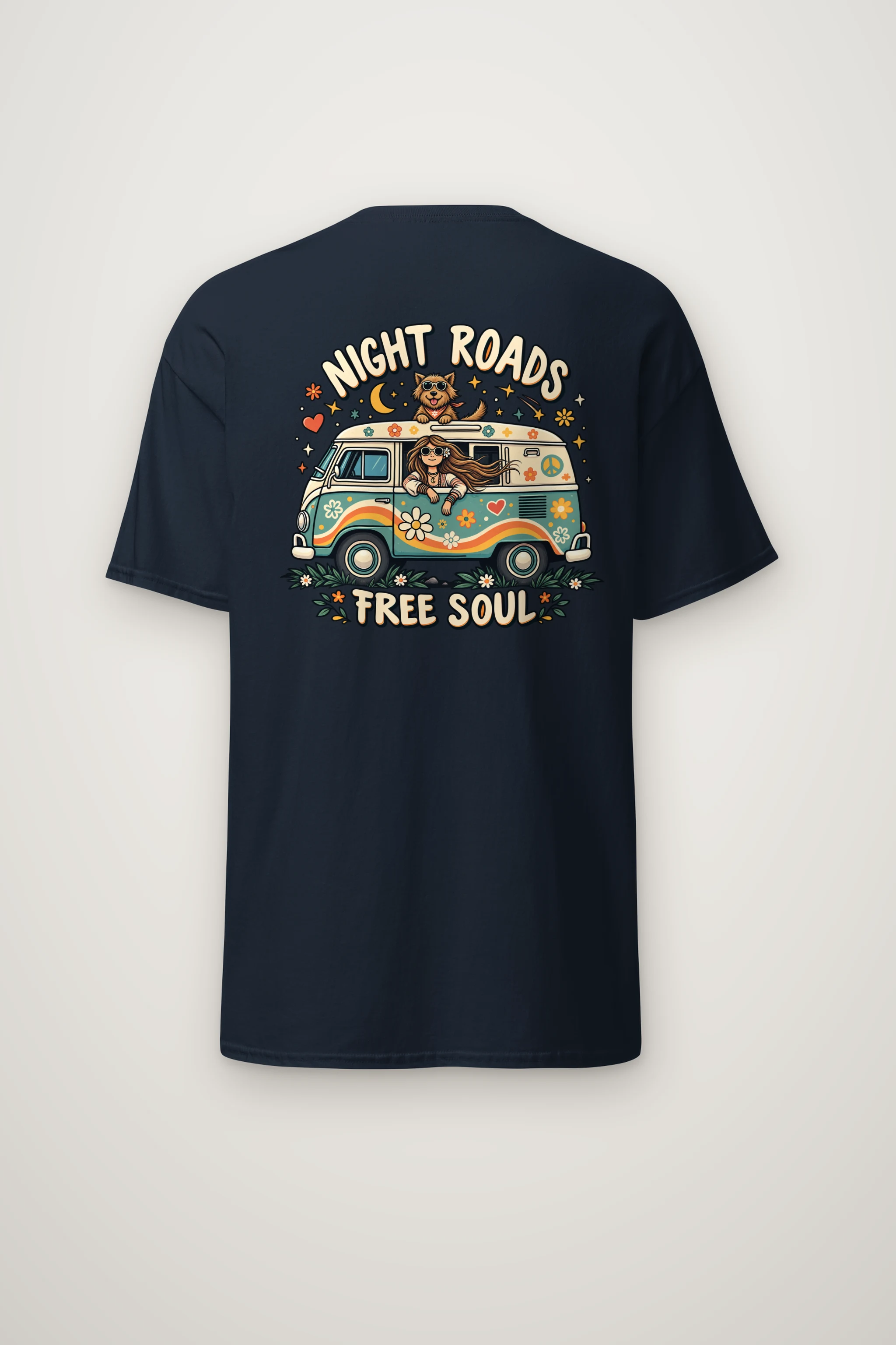 "Night Roads Free Soul" Heavyweight Unisex Crewneck T-shirt