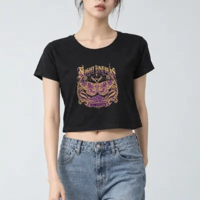 "Night Unfolds" Women's Crop Tee