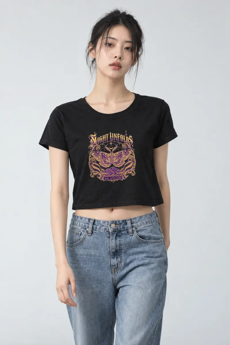 "Night Unfolds" Women's Crop Tee