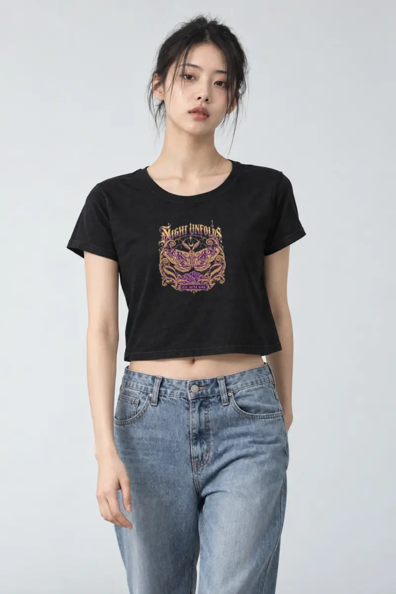 "Night Unfolds" Women's Crop Tee
