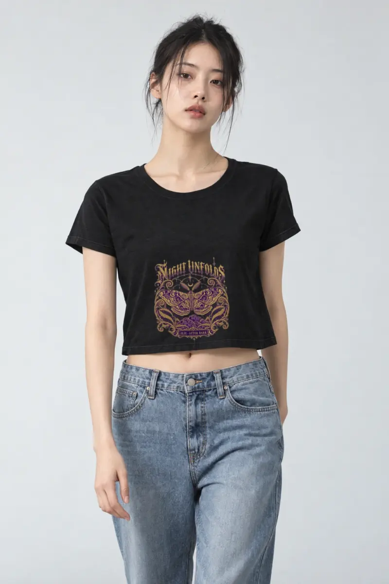 "Night Unfolds" Women's Crop Tee