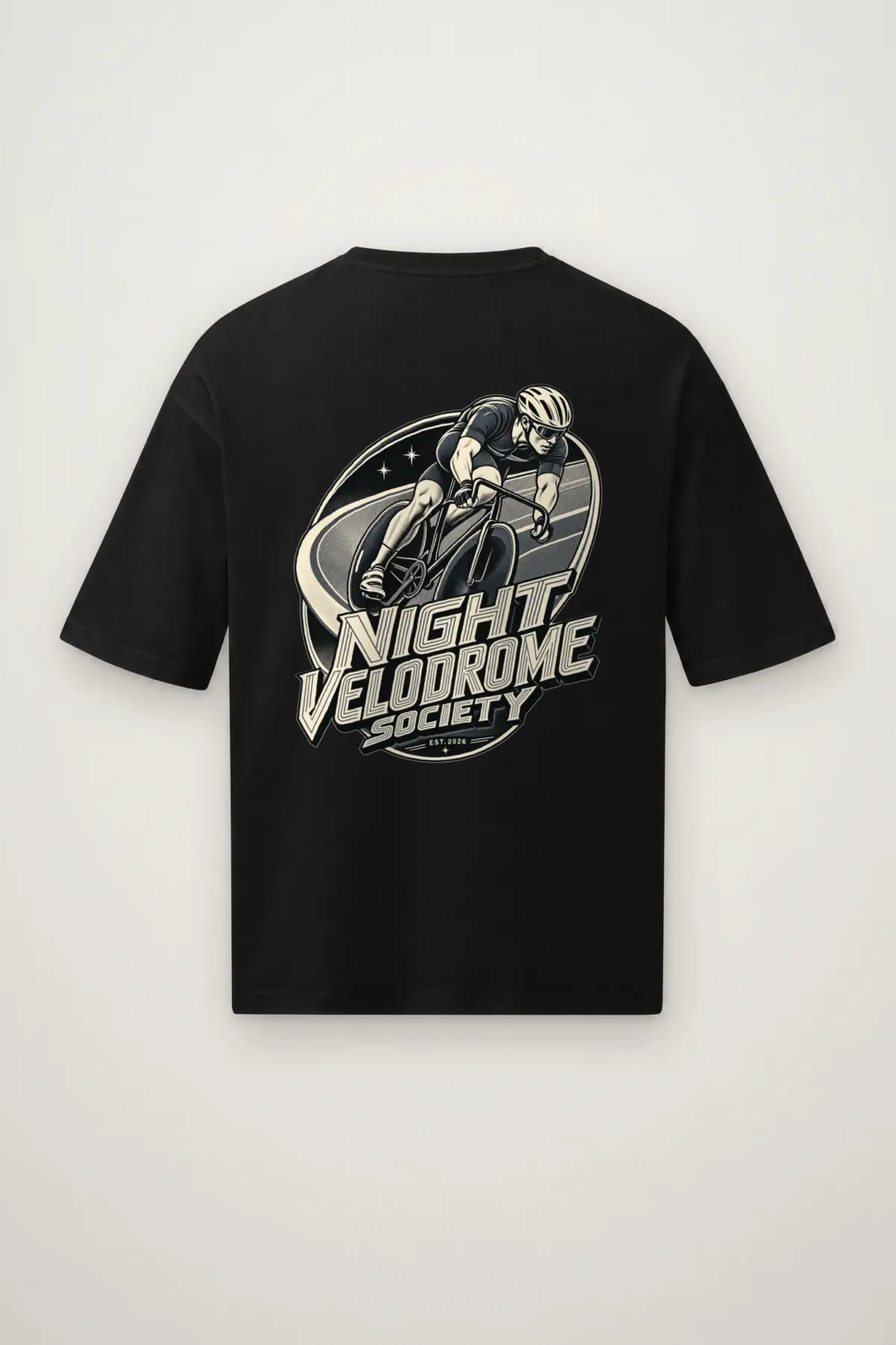 "Night Velodrome Society" Men's Oversized Heavyweight Crewneck T-Shirt