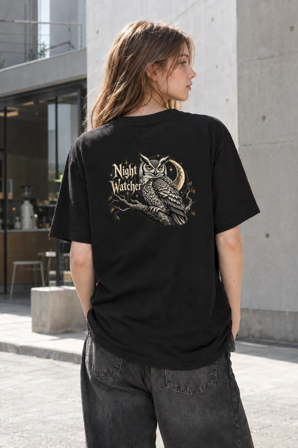 "Night Watcher" Heavyweight Unisex Crewneck T-shirt | Gildan 5000