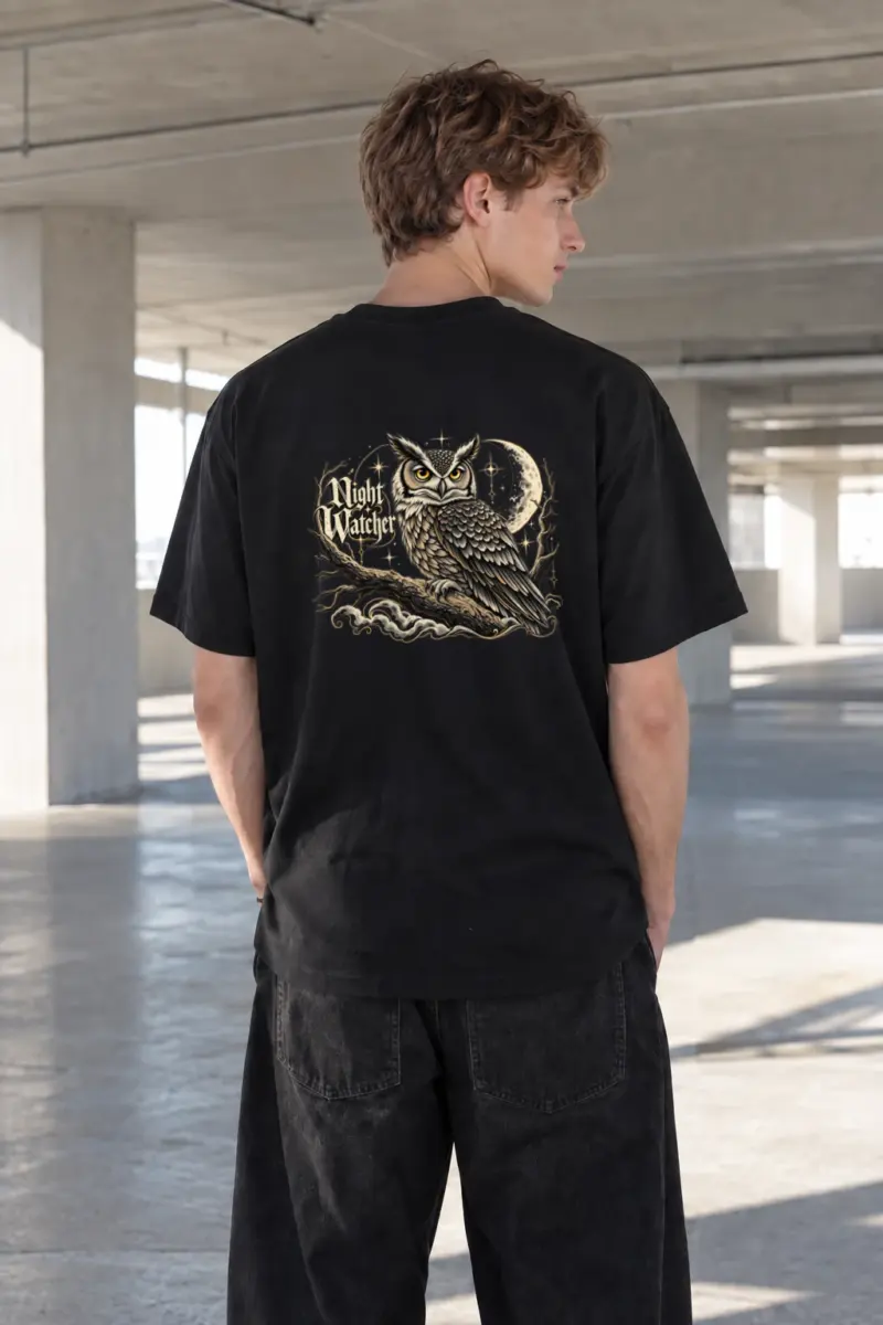 "Night Watcher" Heavyweight Unisex Crewneck T-shirt | Gildan 5000