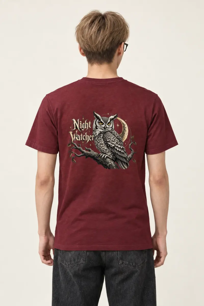 "Night Watcher Owl" Heavyweight Unisex Crewneck T-shirt | Gildan 5000