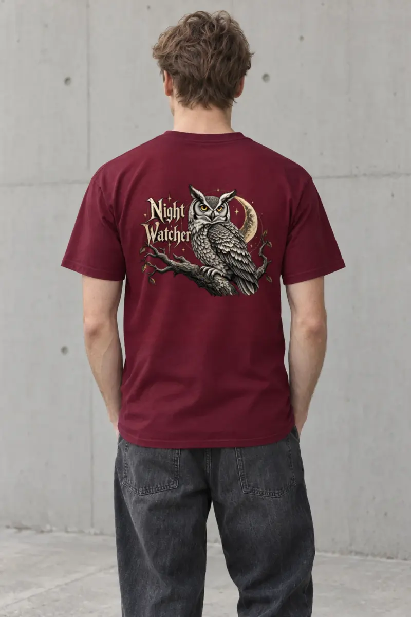 "Night Watcher Owl" Heavyweight Unisex Crewneck T-shirt