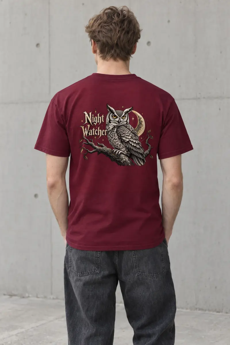 "Night Watcher Owl" Heavyweight Unisex Crewneck T-shirt
