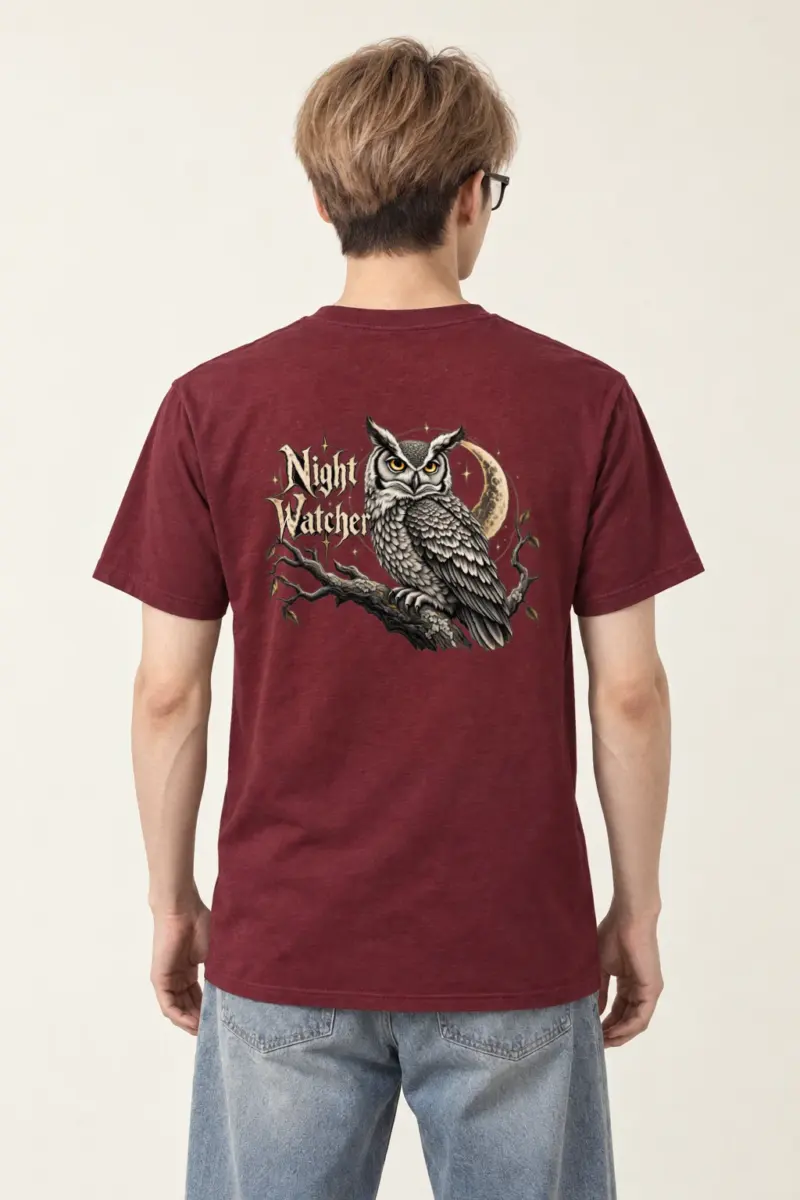 "Night Watcher Owl" Heavyweight Unisex Crewneck T-shirt