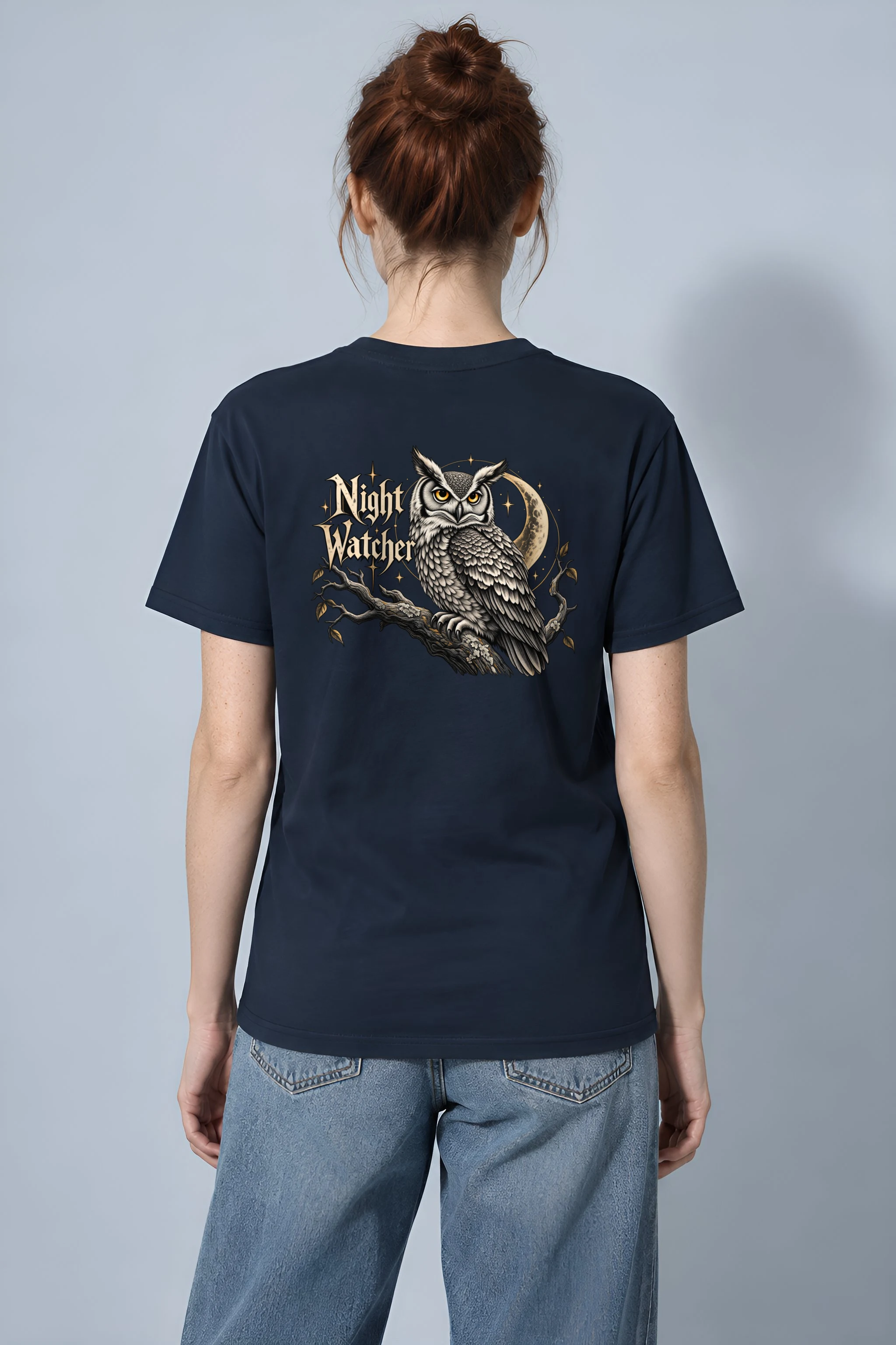 "Night Watcher Owl" Heavyweight Unisex Crewneck T-shirt