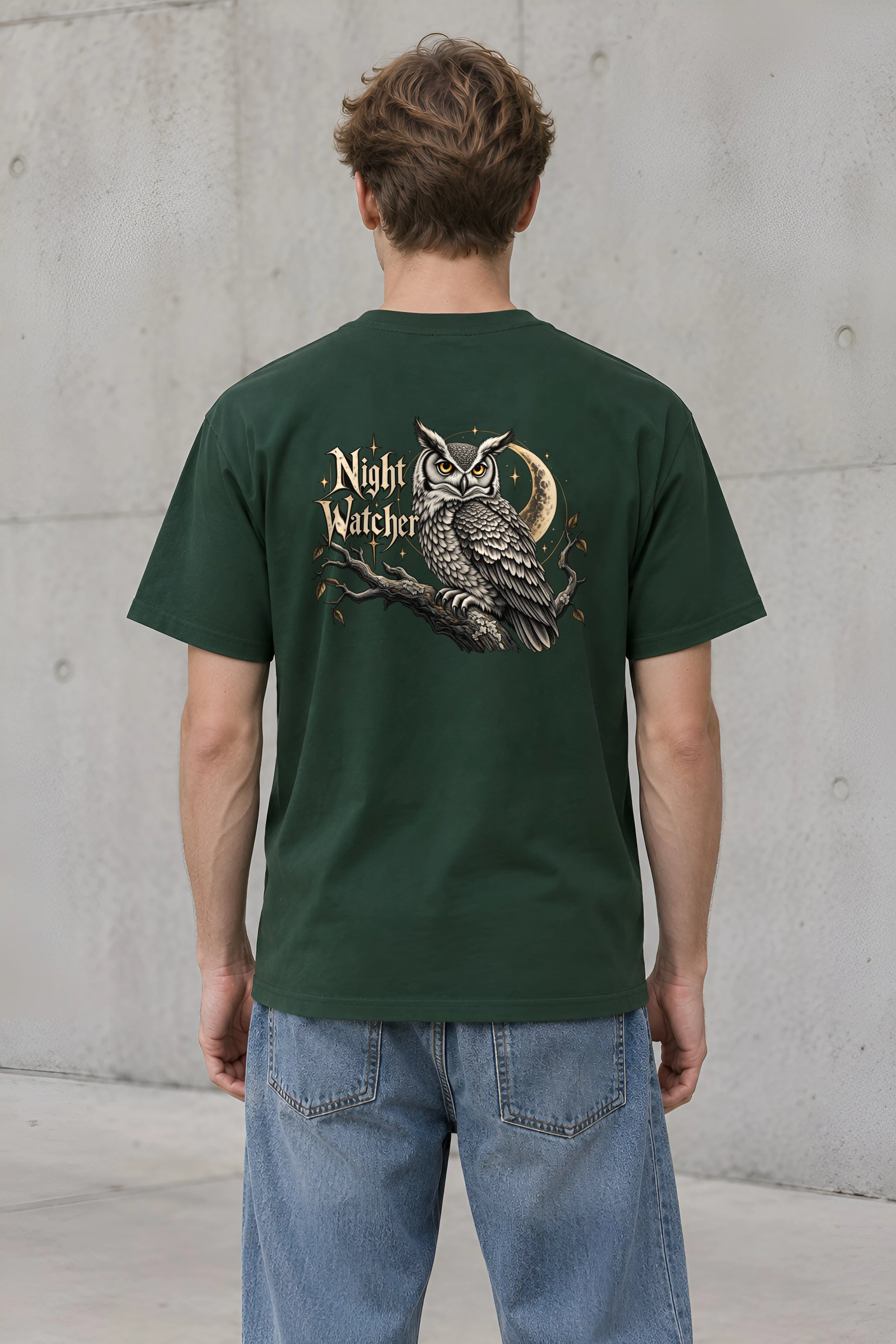 "Night Watcher Owl" Heavyweight Unisex Crewneck T-shirt