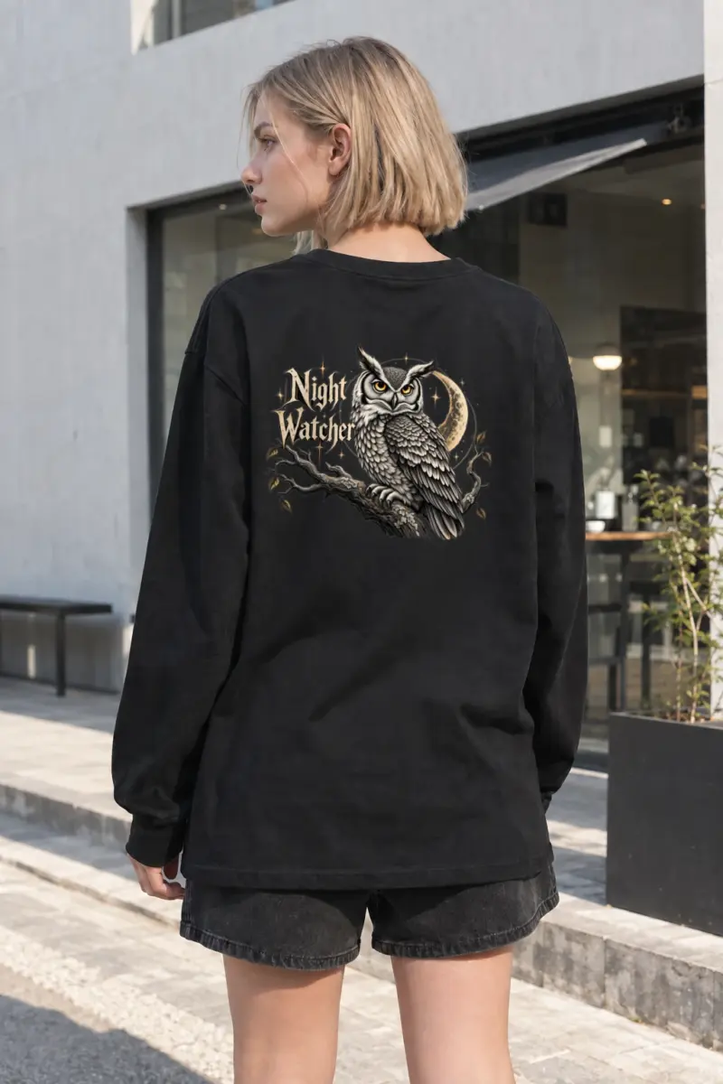 "Night Watcher Owl" Unisex Longsleeve T-shirt | Gildan 2400