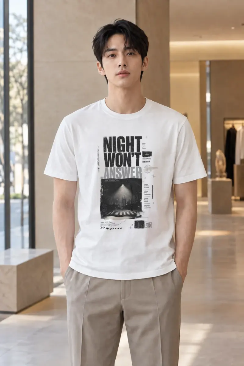"Night Won’t Answer" Heavyweight Unisex Crewneck T-shirt | Gildan 5000