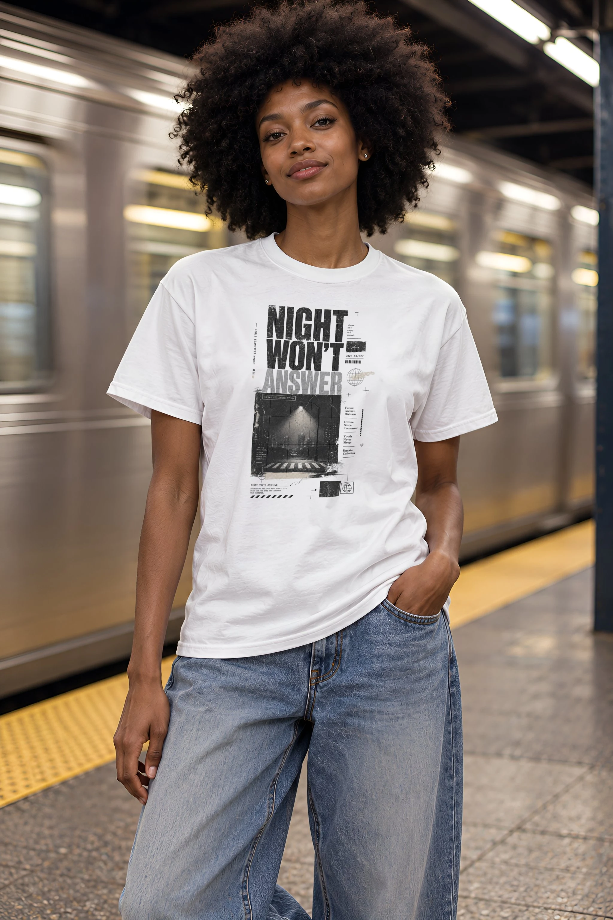 "Night Won’t Answer" Heavyweight Unisex Crewneck T-shirt