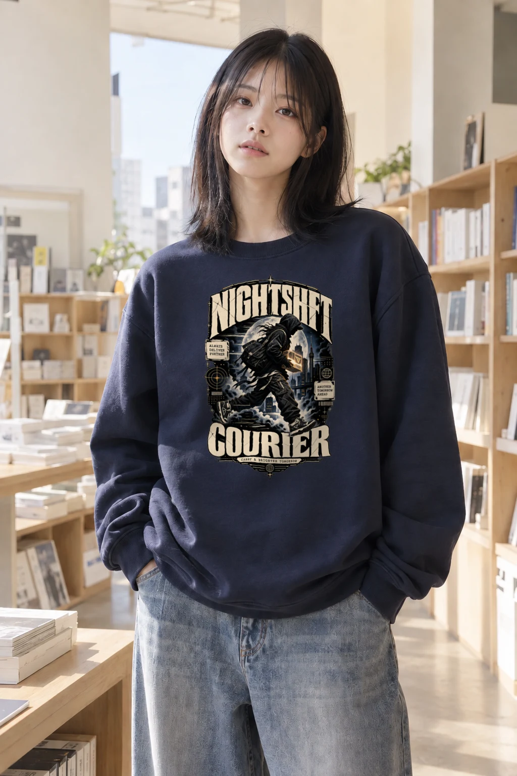"Nightshift Courier" Heavy Blend Unisex Crewneck Sweatshirt | Gildan 18000