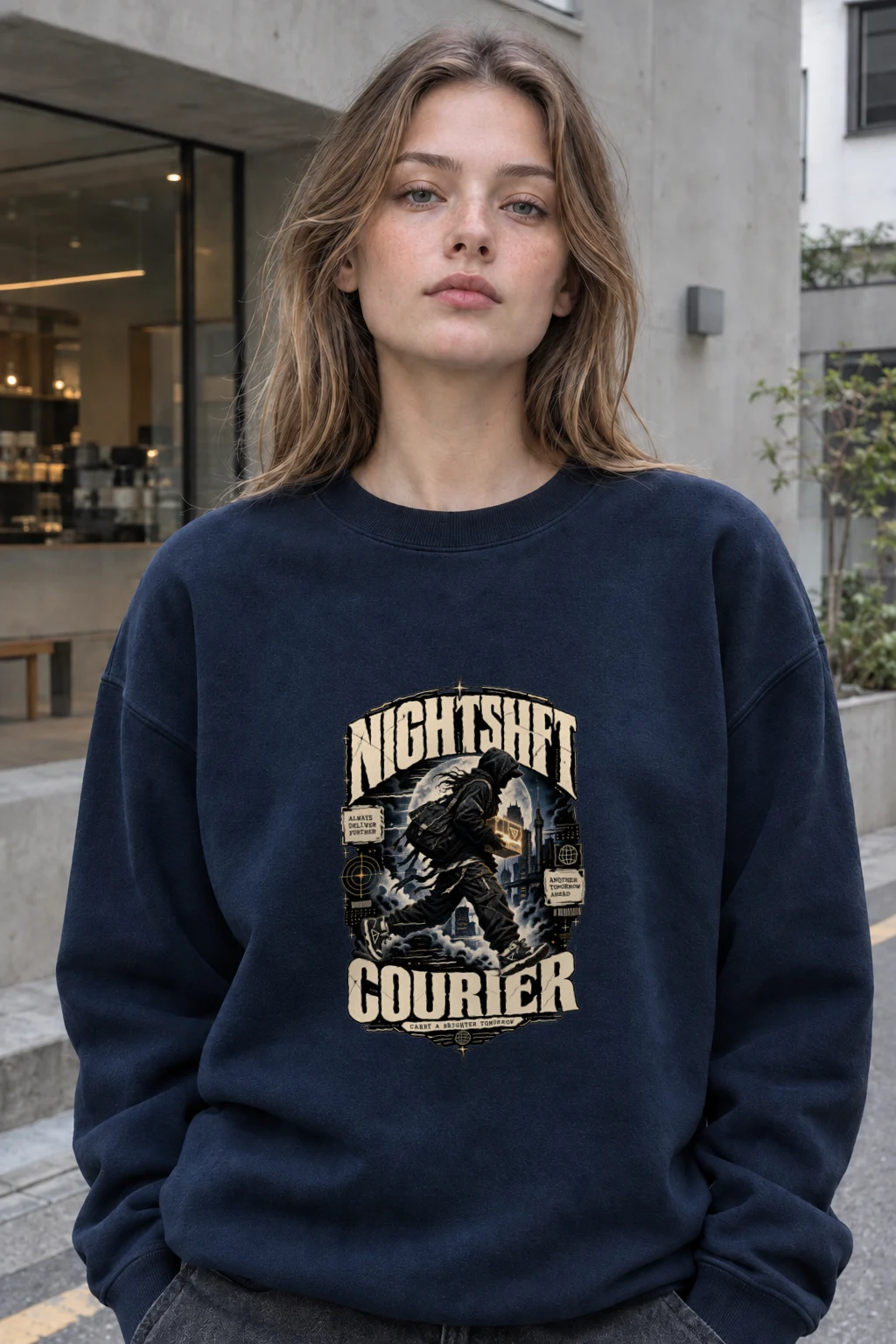 "Nightshift Courier" Heavy Blend Unisex Crewneck Sweatshirt | Gildan 18000