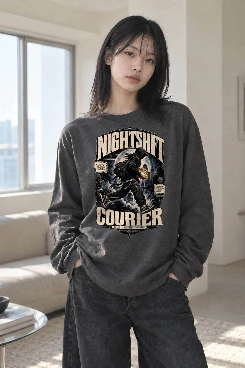 "Nightshift Courier" Unisex Longsleeve T-shirt | Gildan 2400