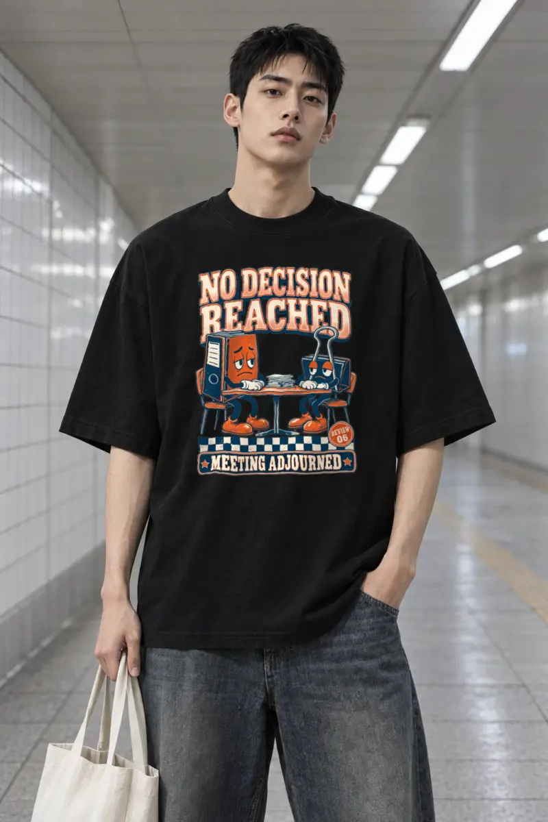 "No Decision Reached" Men's Oversized Heavyweight Crewneck T-Shirt