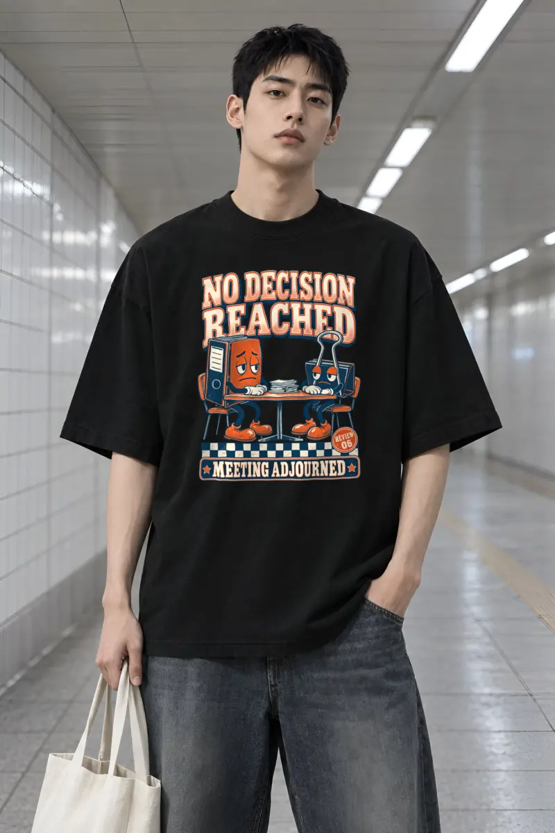 "No Decision Reached" Men's Oversized Heavyweight Crewneck T-Shirt