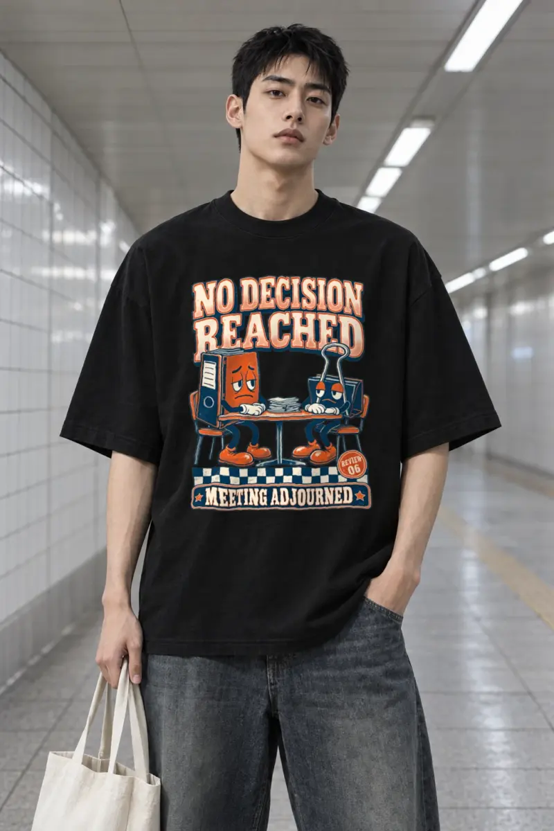 “No Decision Reached” Men’s Oversized Heavyweight Crewneck T-Shirt