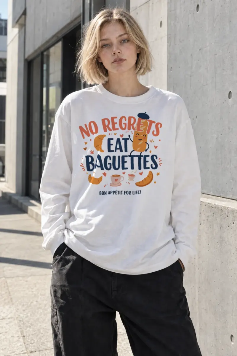 "No Regrets Baguettes" Unisex Longsleeve T-shirt | Gildan 2400