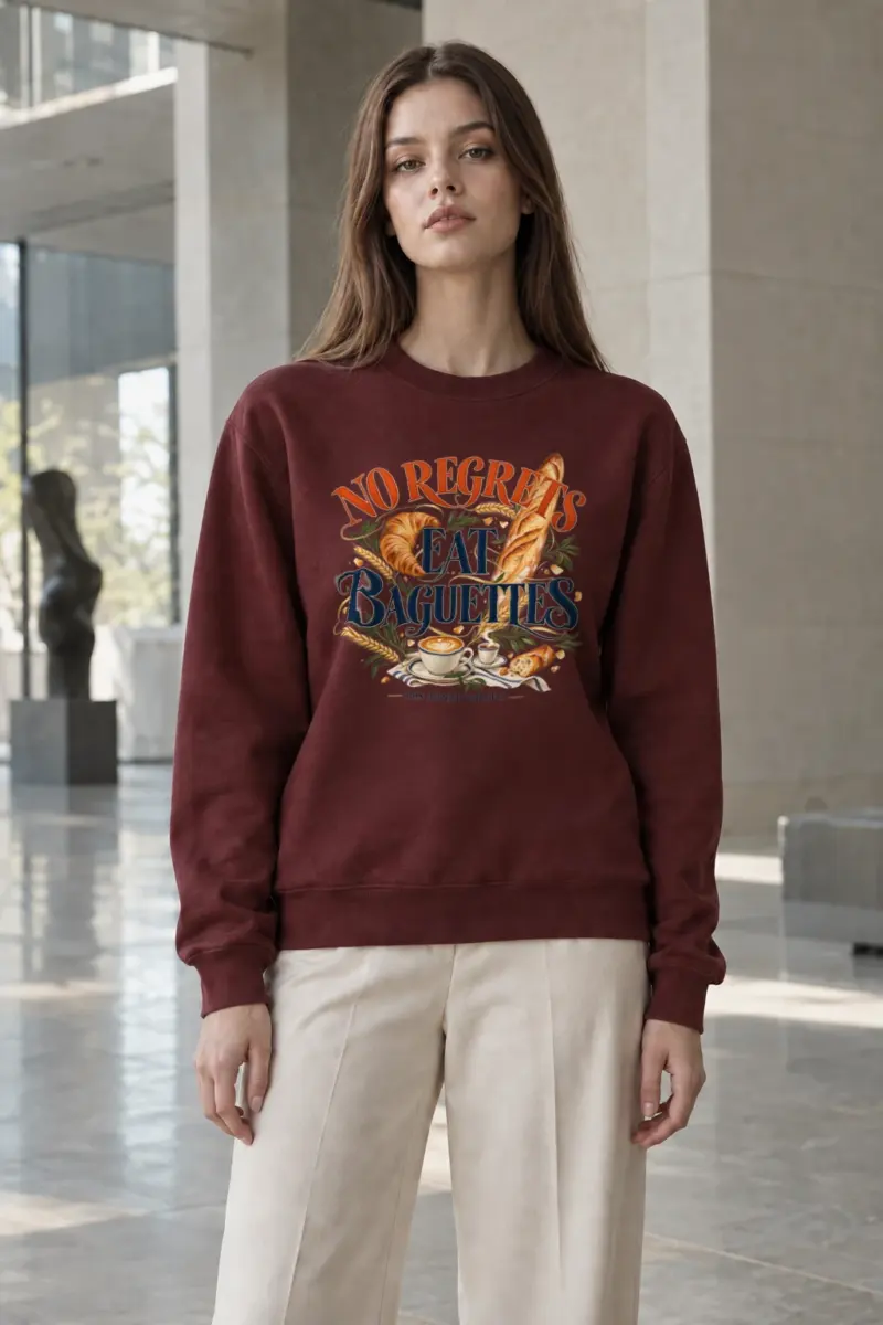 "No Regrets Eat Baguettes" Heavy Blend Unisex Crewneck Sweatshirt