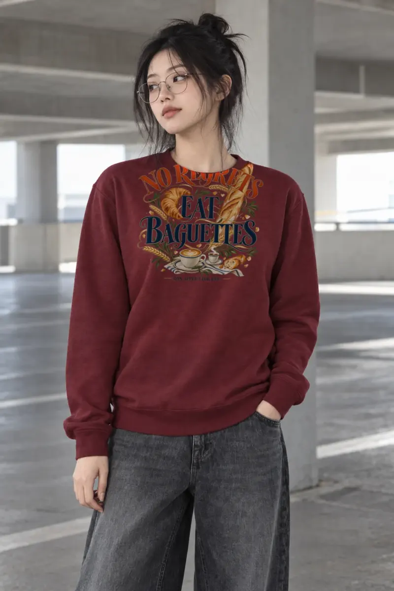 "No Regrets Eat Baguettes" Heavy Blend Unisex Crewneck Sweatshirt