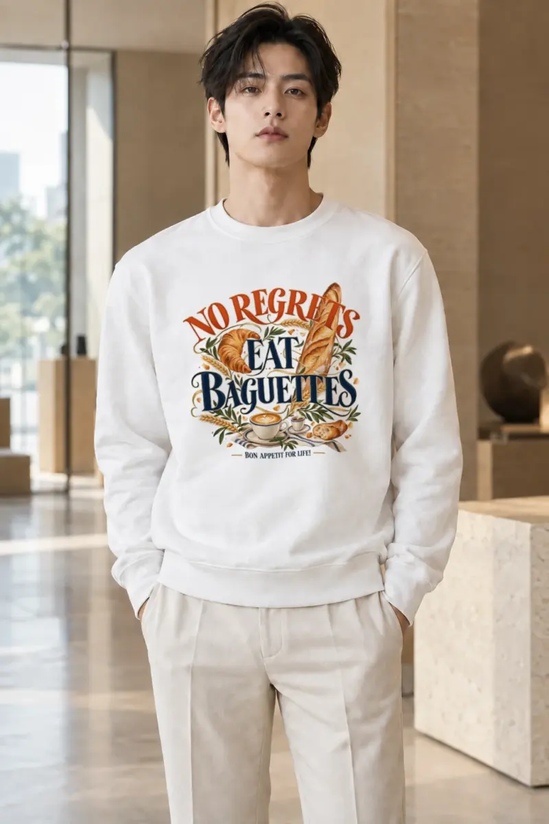 "No Regrets Eat Baguettes" Heavy Blend Unisex Crewneck Sweatshirt | Gildan 18000