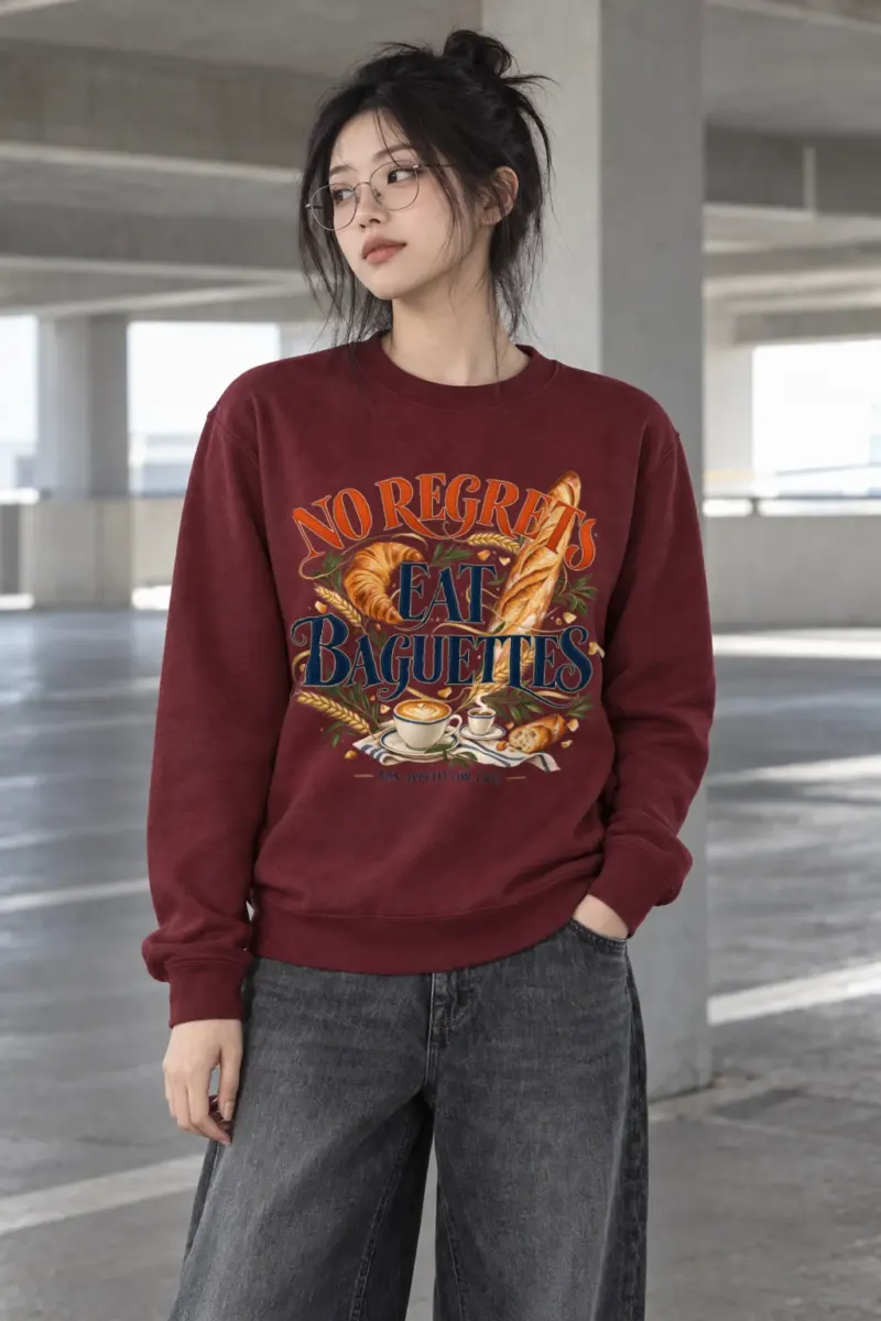 "No Regrets Eat Baguettes" Heavy Blend Unisex Crewneck Sweatshirt