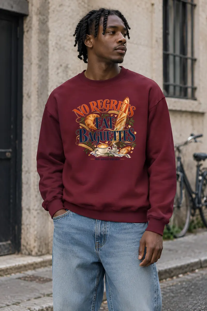 "No Regrets Eat Baguettes" Heavy Blend Unisex Crewneck Sweatshirt