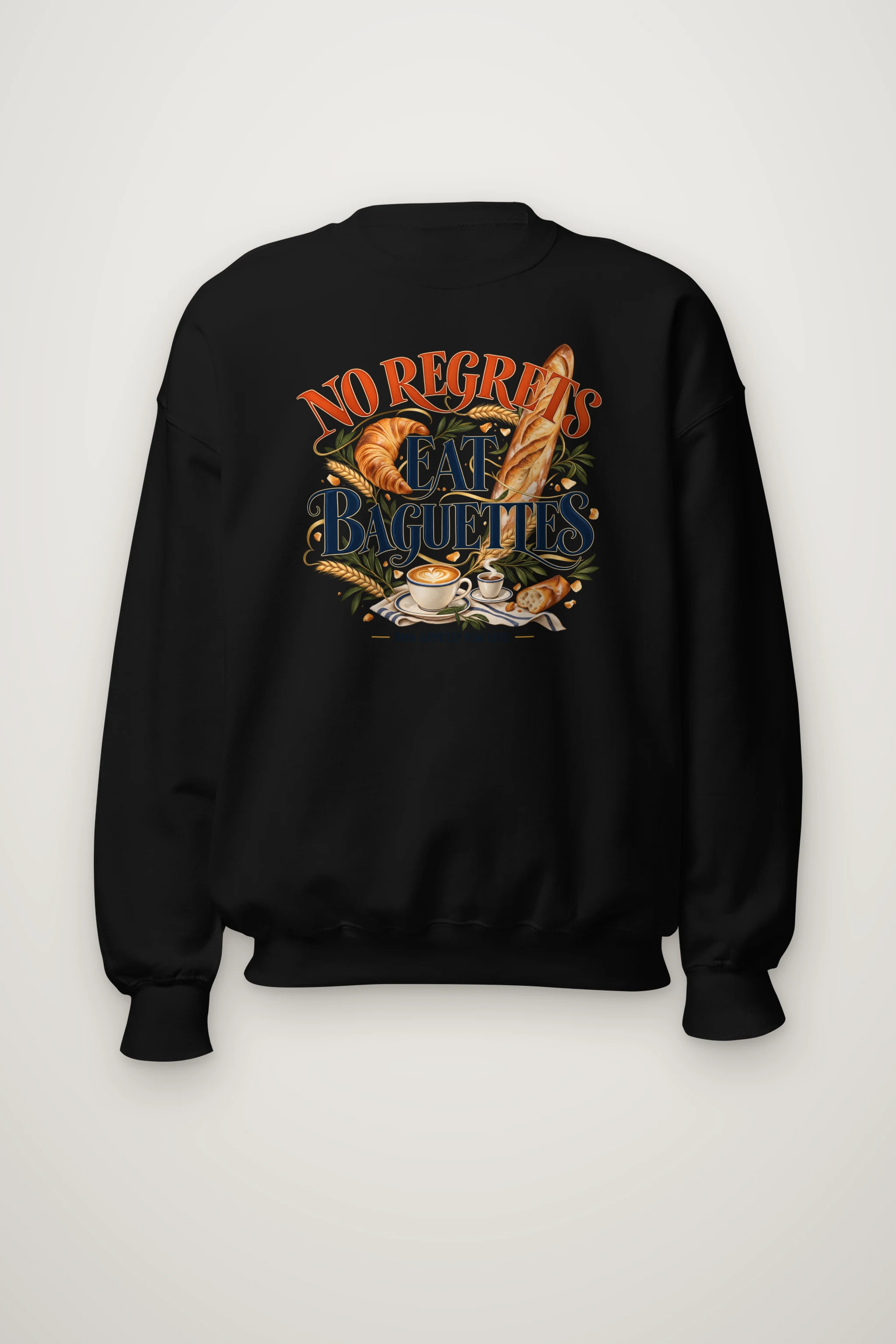 "No Regrets Eat Baguettes" Heavy Blend Unisex Crewneck Sweatshirt