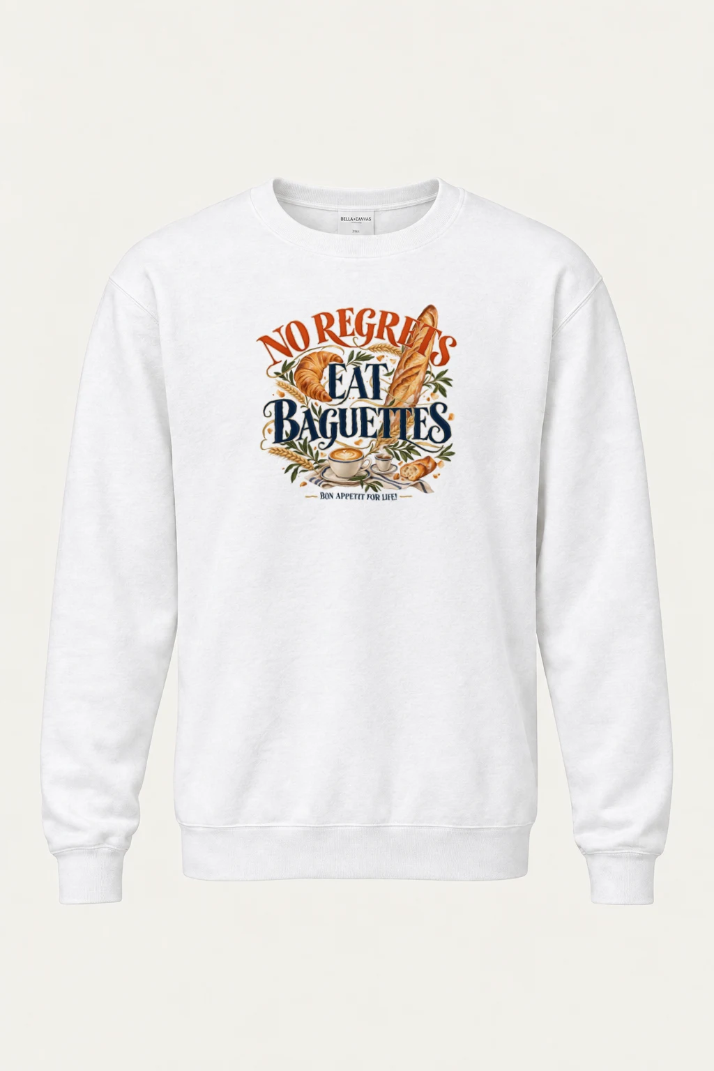 "No Regrets Eat Baguettes" Heavy Blend Unisex Crewneck Sweatshirt | Gildan 18000
