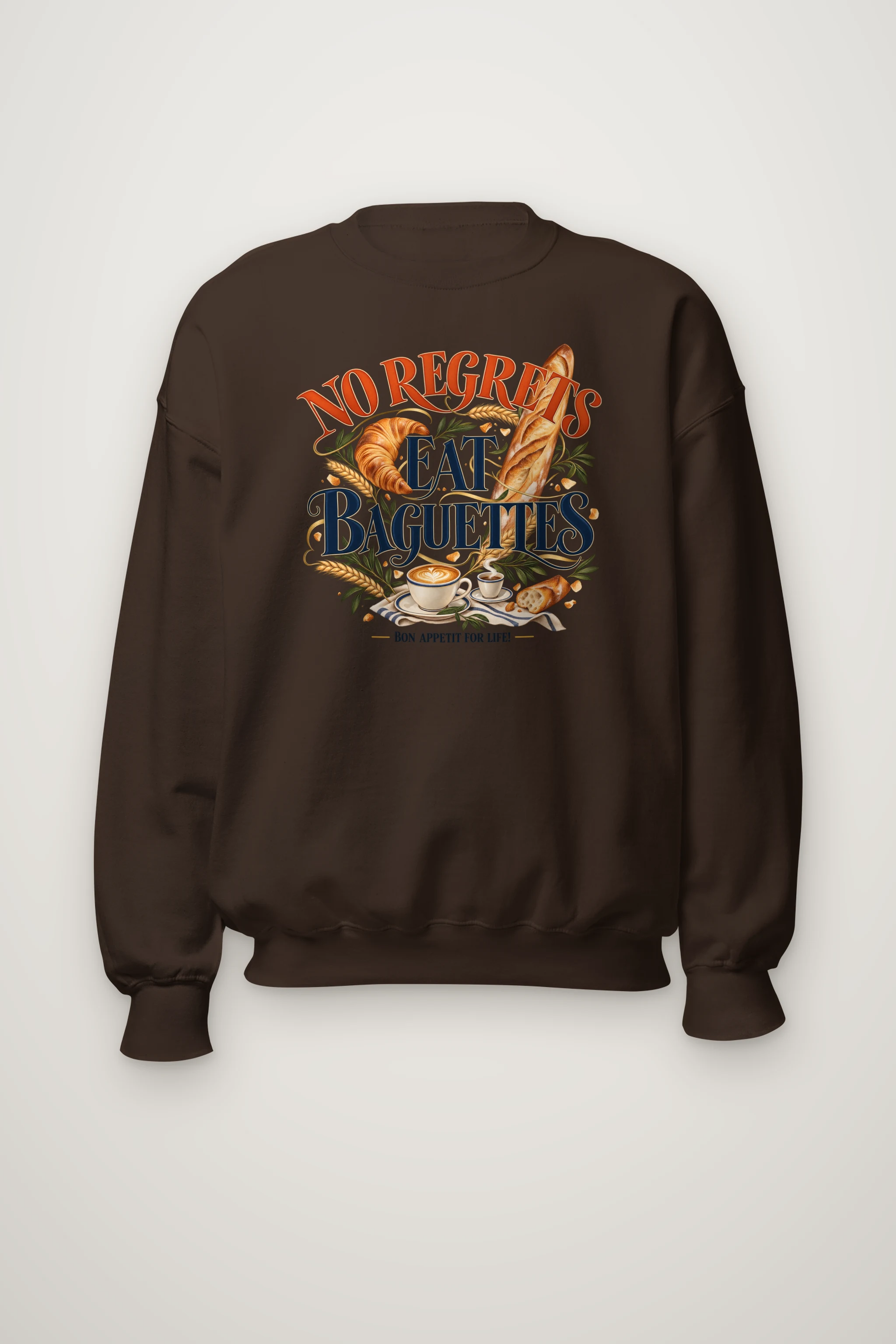 "No Regrets Eat Baguettes" Heavy Blend Unisex Crewneck Sweatshirt