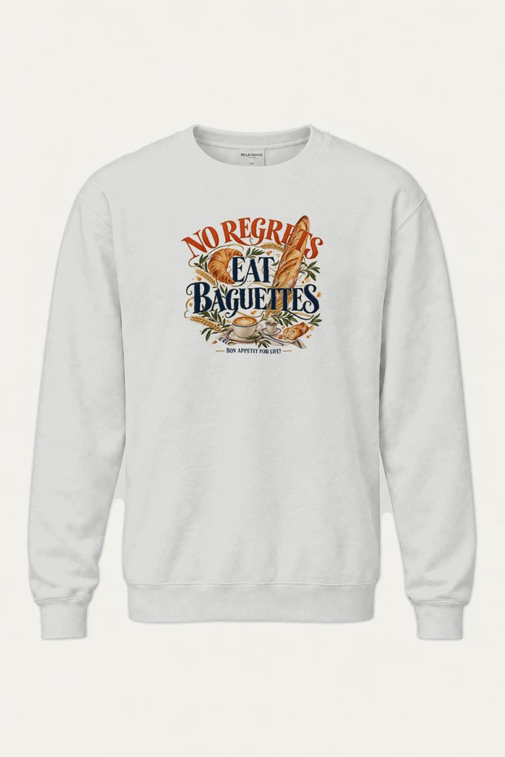 "No Regrets Eat Baguettes" Heavy Blend Unisex Crewneck Sweatshirt | Gildan 18000