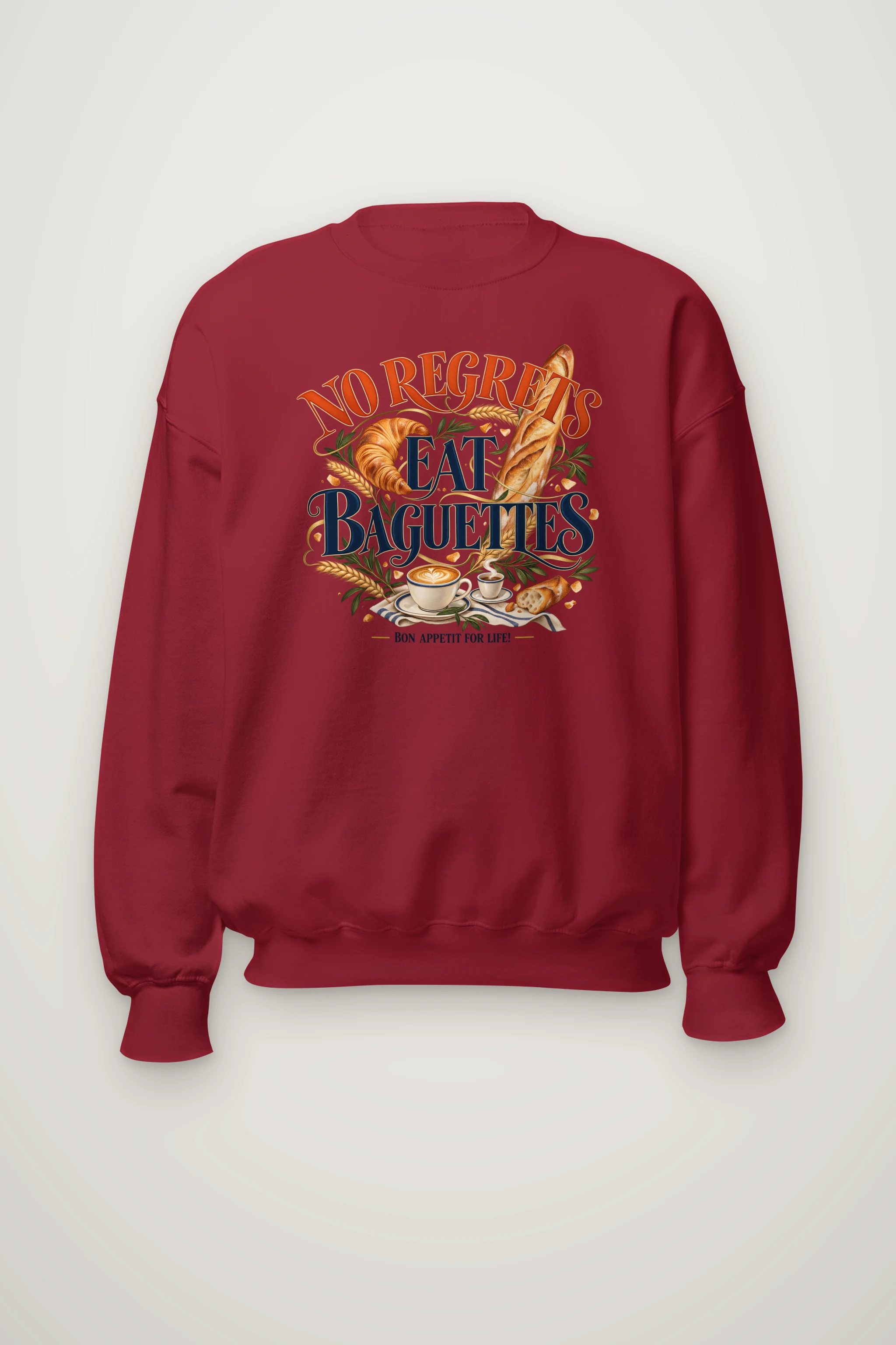 "No Regrets Eat Baguettes" Heavy Blend Unisex Crewneck Sweatshirt