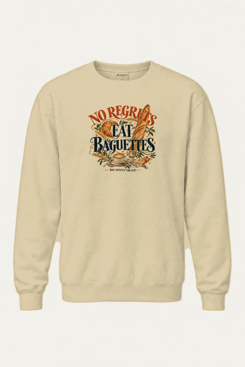 "No Regrets Eat Baguettes" Heavy Blend Unisex Crewneck Sweatshirt | Gildan 18000