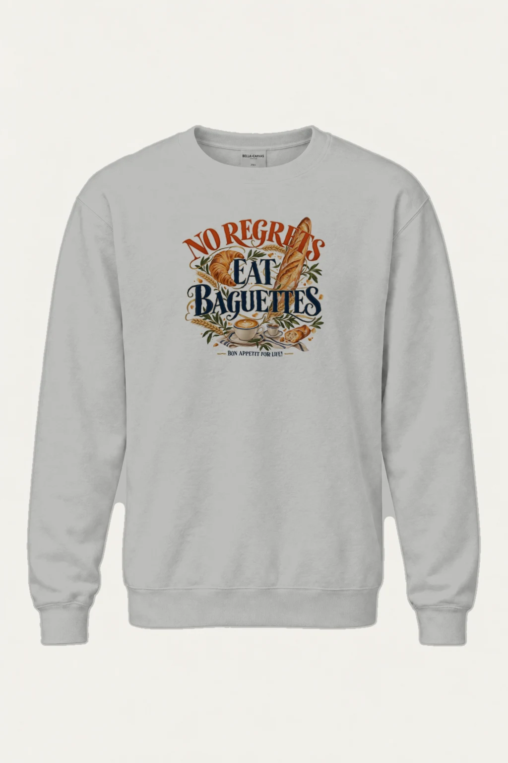 "No Regrets Eat Baguettes" Heavy Blend Unisex Crewneck Sweatshirt | Gildan 18000