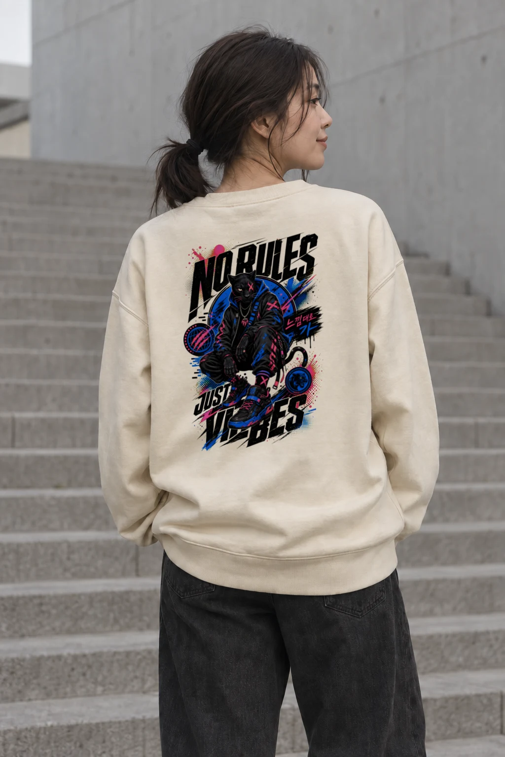 "No Rules Just Vibes" Unisex Sponge Fleece Crewneck Sweatshirt | Bella + Canvas 3901