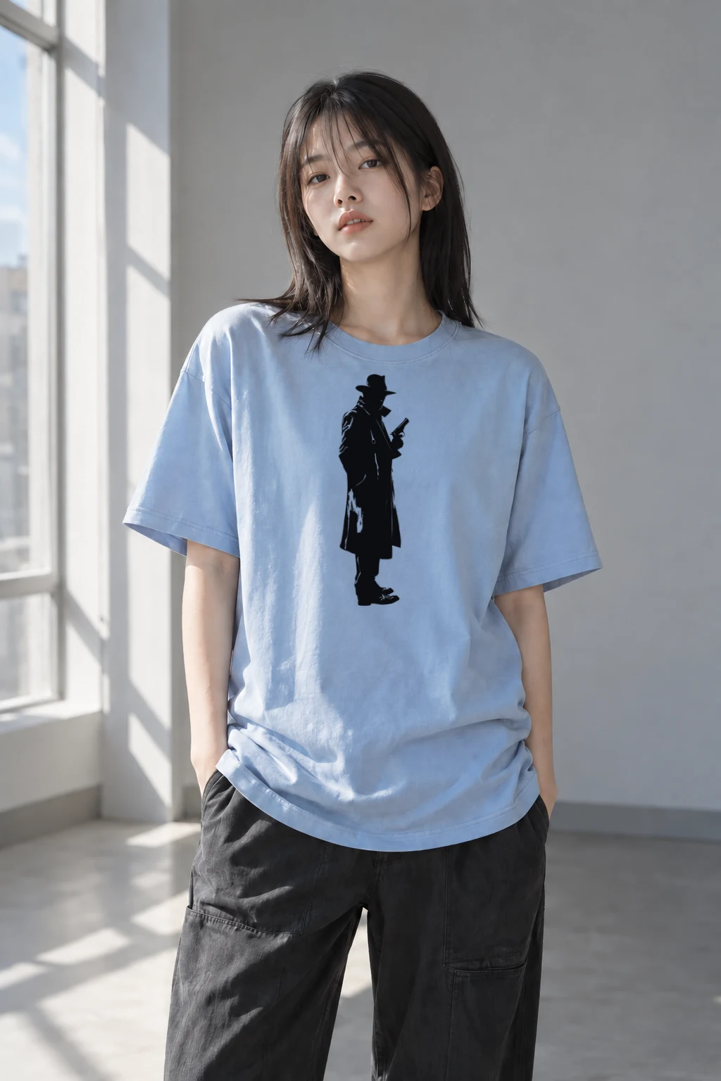 "Noir Detective" Heavyweight Unisex Crewneck T-shirt | Gildan 5000