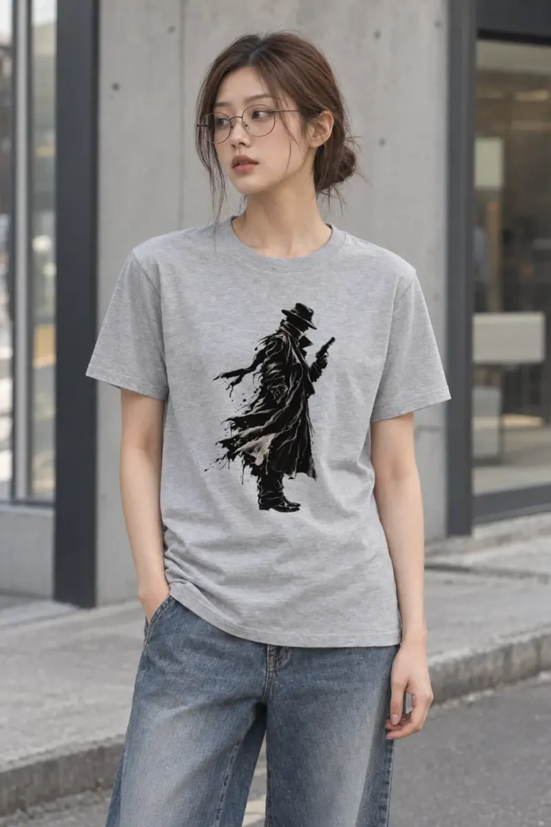 "Noir Spy Silhouette" Heavyweight Unisex Crewneck T-shirt