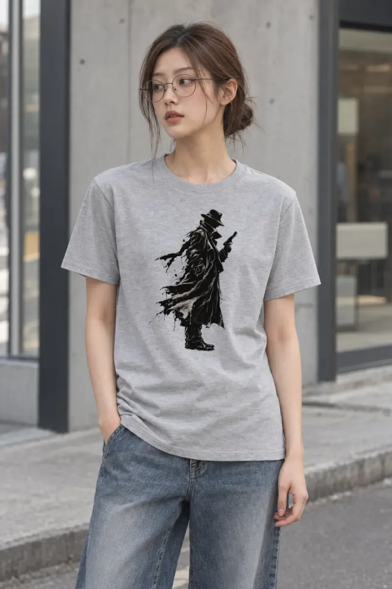 "Noir Spy Silhouette" Heavyweight Unisex Crewneck T-shirt