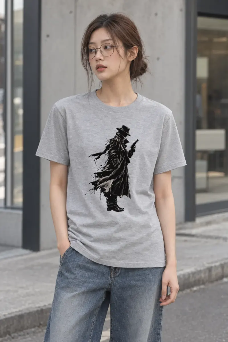 "Noir Spy Silhouette" Heavyweight Unisex Crewneck T-shirt | Gildan 5000