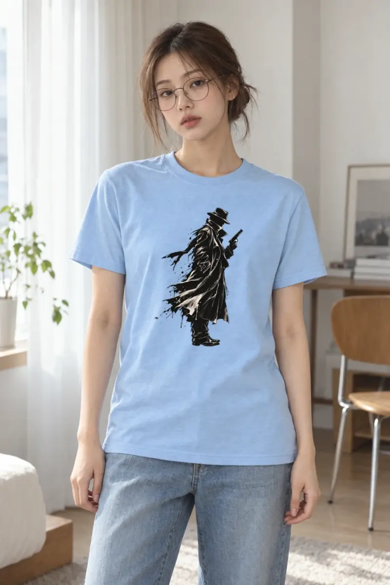 "Noir Spy Silhouette" Heavyweight Unisex Crewneck T-shirt