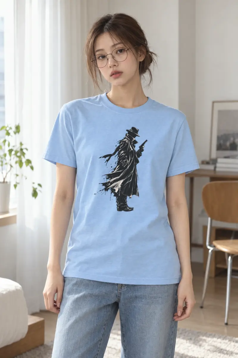 "Noir Spy Silhouette" Heavyweight Unisex Crewneck T-shirt